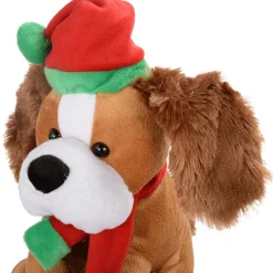 WeRChristmas Novelty|Figurines^30 Cm Standing And Singing Dog With Flapping Ears Christmas Decoration