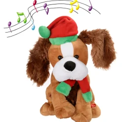 WeRChristmas Novelty|Figurines^30 Cm Standing And Singing Dog With Flapping Ears Christmas Decoration