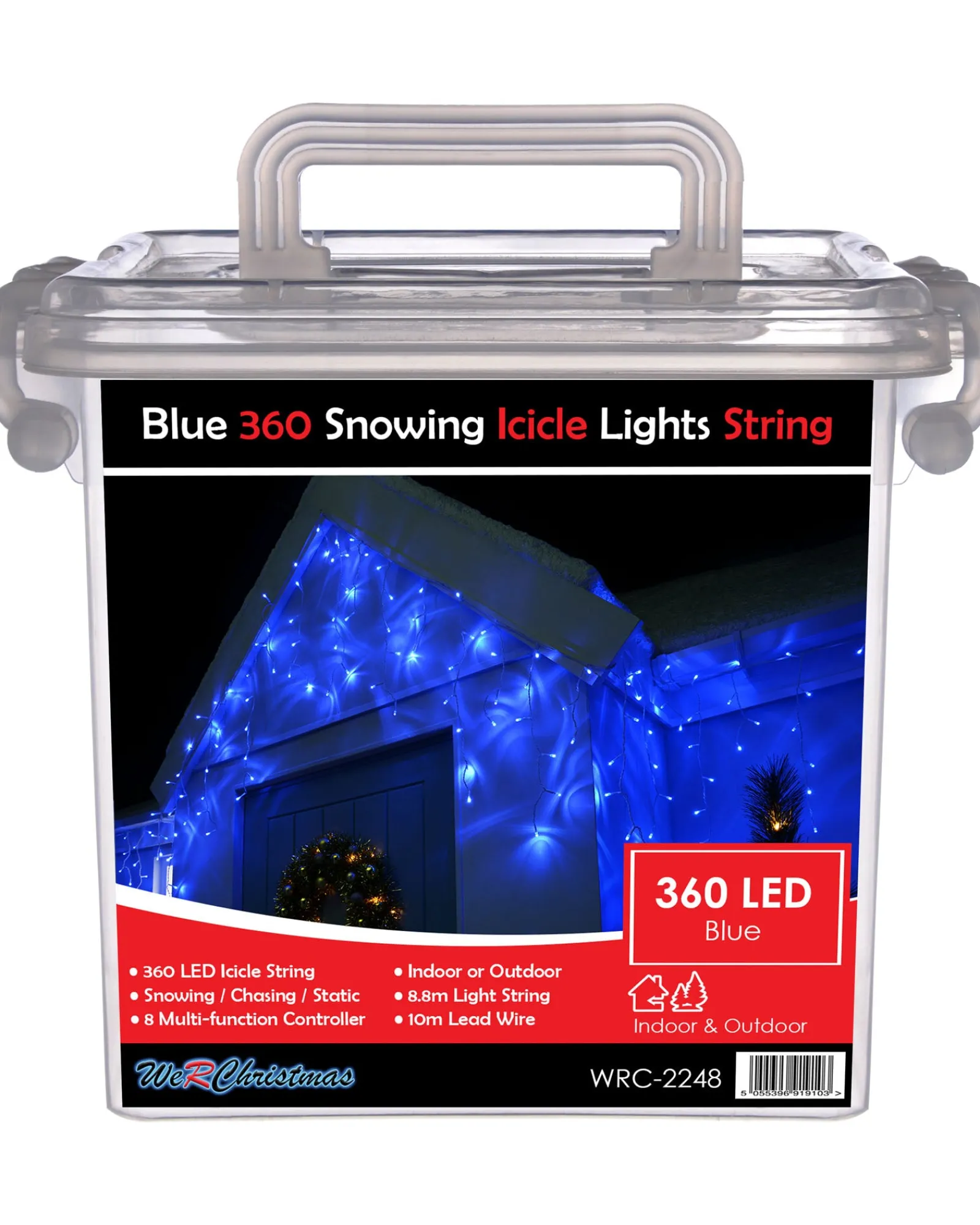 WeRChristmas Icicle Lights^360 Icicle LED Light String, Blue, 8.8 M