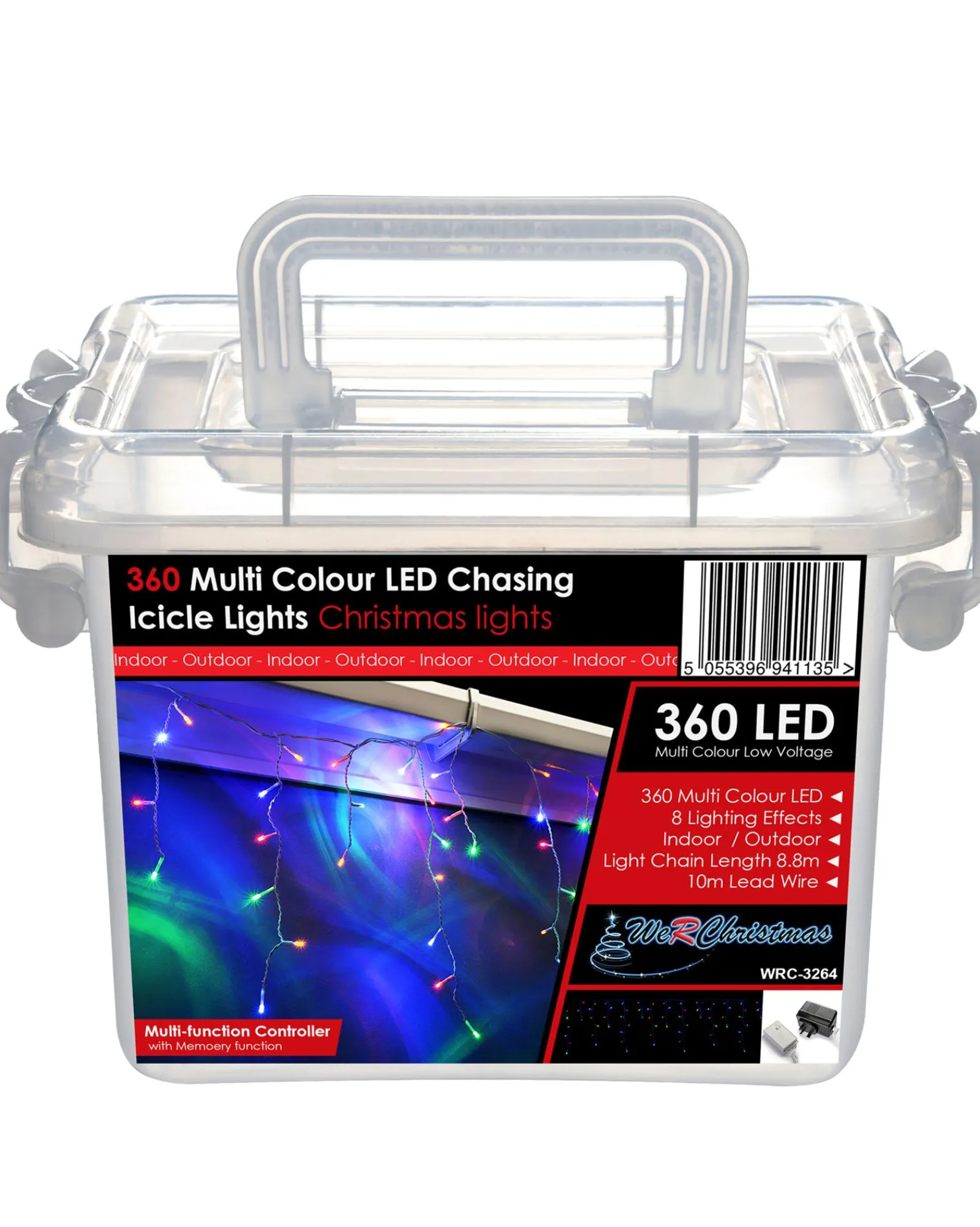 WeRChristmas Icicle Lights^360 Icicle LED Light String, Multi-Coloured, 8.8 M