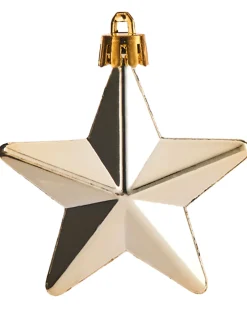 WeRChristmas Shatterproof Baubles^6 Pack Of Hanging Stars, Gold, 7.5 Cm