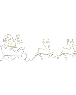 WeRChristmas Christmas Characters|Outdoor Lighted Reindeer^Animated Reindeer With Santa Sleigh Rope Light Silhouette, 1 M