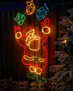 WeRChristmas Christmas Characters^Animated Santa And Presents Rope Light Silhouette, 114 Cm