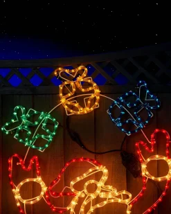 WeRChristmas Christmas Characters^Animated Santa And Presents Rope Light Silhouette, 114 Cm