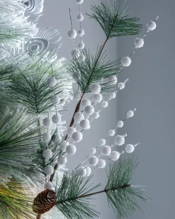 WeRChristmas Flowers & Foliage|Flowers & Foliage^Artificial Berries And Pinecone Pick, White, 66 Cm