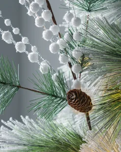 WeRChristmas Flowers & Foliage|Flowers & Foliage^Artificial Berries And Pinecone Pick, White, 66 Cm