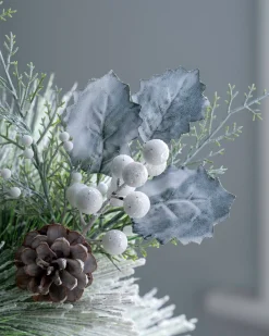 WeRChristmas Flowers & Foliage|Flowers & Foliage^Artificial Frosted Berries And Pinecones Pick, 20 Cm