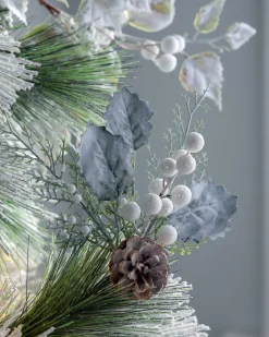 WeRChristmas Flowers & Foliage|Flowers & Foliage^Artificial Frosted Berries And Pinecones Pick, 20 Cm