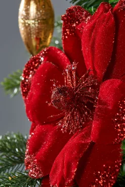 WeRChristmas Flowers & Foliage|Flowers & Foliage^Artificial Magnolia Flower, Red, 26 Cm