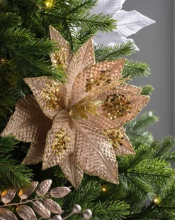 WeRChristmas Flowers & Foliage|Flowers & Foliage^Artificial Poinsettia Flower, Gold, 30 Cm