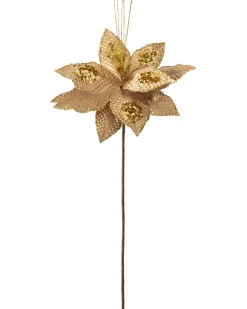 WeRChristmas Flowers & Foliage|Flowers & Foliage^Artificial Poinsettia Flower, Gold, 30 Cm