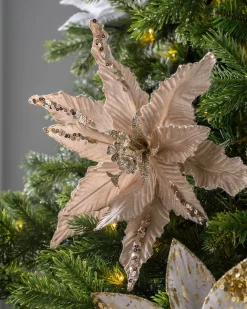 WeRChristmas Flowers & Foliage|Flowers & Foliage^Artificial Poinsettia Flower, Gold, 32 Cm