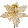 WeRChristmas Flowers & Foliage|Flowers & Foliage^Artificial Poinsettia Flower, White And Gold, 32 Cm