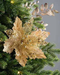 WeRChristmas Flowers & Foliage|Flowers & Foliage^Artificial Poinsettia Flower, Gold, 32 Cm