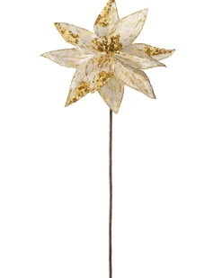 WeRChristmas Flowers & Foliage|Flowers & Foliage^Artificial Poinsettia Flower, Gold, 28 Cm
