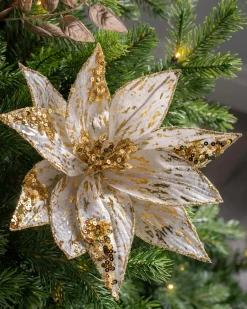 WeRChristmas Flowers & Foliage|Flowers & Foliage^Artificial Poinsettia Flower, Gold, 28 Cm