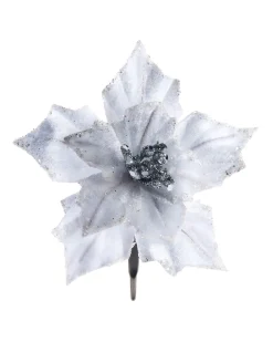 WeRChristmas Flowers & Foliage|Flowers & Foliage^Artificial White Poinsettia Flower With Clip, 3 Pack, 12 Cm