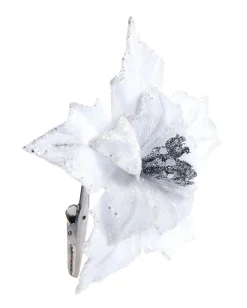 WeRChristmas Flowers & Foliage|Flowers & Foliage^Artificial White Poinsettia Flower With Clip, 3 Pack, 12 Cm