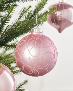 WeRChristmas Glass Baubles^Baby Pink Glass Baubles, 6 Pack, 10 Cm