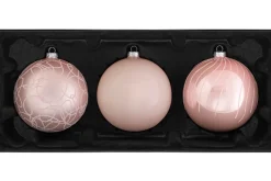 WeRChristmas Glass Baubles^Baby Pink Glass Baubles, 3 Pack, 13 Cm