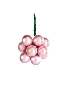 WeRChristmas Glass Baubles^Baby Pink Glass Berry Cluster Baubles, 10 Pack