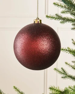 WeRChristmas Oversized Baubles|Shatterproof Baubles^Burgundy Large Glitter Shatterproof Bauble, 15 Cm
