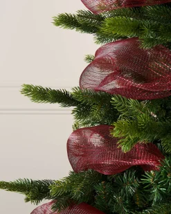 WeRChristmas Deco Mesh^Burgundy Mesh With Red Foil, 9 M