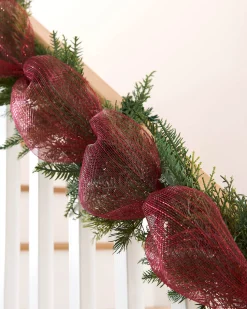 WeRChristmas Deco Mesh^Burgundy Mesh With Red Foil, 9 M
