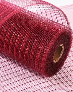 WeRChristmas Deco Mesh^Burgundy Mesh With Red Foil, 9 M