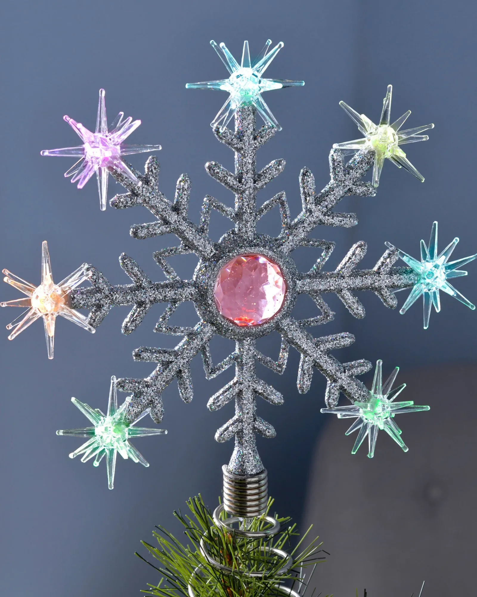 WeRChristmas Tree Toppers^Colour Changing Snowflake Christmas Tree Topper, 29 Cm