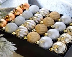 WeRChristmas Shatterproof Baubles^Copper/Champagne Shatterproof Baubles, 48 Pack