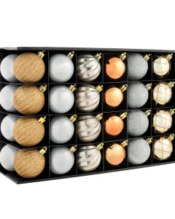 WeRChristmas Shatterproof Baubles^Copper/Champagne Shatterproof Baubles, 48 Pack