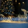 WeRChristmas Outdoor Lighted Reindeer^3D Reindeer With Sleigh Rope Light Silhouette, 120 Cm