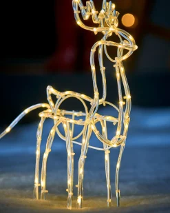 WeRChristmas Outdoor Lighted Reindeer^3D Reindeer With Sleigh Rope Light Silhouette, 120 Cm