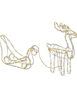 WeRChristmas Outdoor Lighted Reindeer^3D Reindeer With Sleigh Rope Light Silhouette, 120 Cm