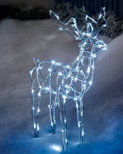 WeRChristmas Outdoor Lighted Reindeer^3D Twinkling Standing Reindeer Silhouette, White, 78 Cm