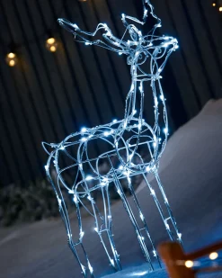WeRChristmas Outdoor Lighted Reindeer^3D Twinkling Standing Reindeer Silhouette, White, 78 Cm