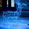 WeRChristmas Outdoor Lighted Reindeer^3D Twinkling Standing Reindeer Silhouette, Blue, 78 Cm