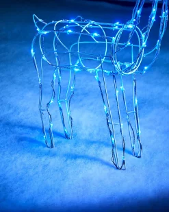 WeRChristmas Outdoor Lighted Reindeer^3D Twinkling Standing Reindeer Silhouette, Blue, 78 Cm