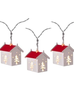 WeRChristmas Fairy Lights^Decorative Wooden House LED Lights String, 1.8 M