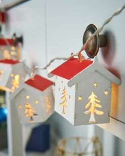 WeRChristmas Fairy Lights^Decorative Wooden House LED Lights String, 1.8 M
