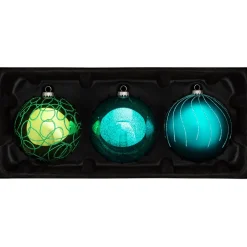 WeRChristmas Glass Baubles^Emerald Glass Baubles, 3 Pack, 13 Cm