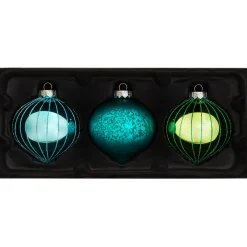 WeRChristmas Glass Baubles^Emerald Green Glass Baubles, 3 Pack, 11 Cm