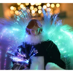 WeRChristmas Tree Toppers^Fibre Optic Angel Christmas Tree Topper, Black/Silver, 25 Cm