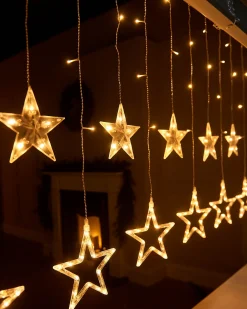 WeRChristmas Window Silhouettes|Curtain & Net Lights^Flashing Star Curtain Net Light, White, 2 M