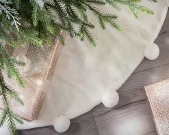 WeRChristmas Skirts & Collars^Fur Pom Pom Tree Skirt, Cream, 120 Cm
