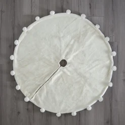 WeRChristmas Skirts & Collars^Fur Pom Pom Tree Skirt, Cream, 120 Cm