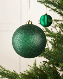 WeRChristmas Oversized Baubles|Shatterproof Baubles^Green Large Glitter Shatterproof Bauble, 15 Cm