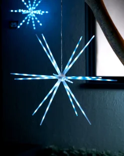 WeRChristmas Festive Star, Snowflake & Sign Lights^Hanging Starburst Decoration, Ice White, 51 Cm