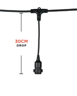 WeRChristmas Link Festoon|Festoon Lights^LINK FESTOON E27 Long Drop Belt, Connectable, 10 Sockets, 50 Cm Spacing